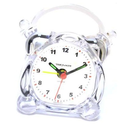 Настольные часы-будильник, пласт.корп, 65*65мм, кварц.механ. с сигналом